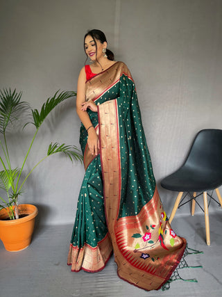 Green paithani silk sarees with price
