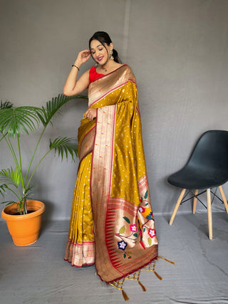 Mustard colour paithani saree price
