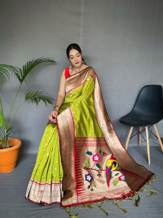 Green colour paithani saree for wedding
