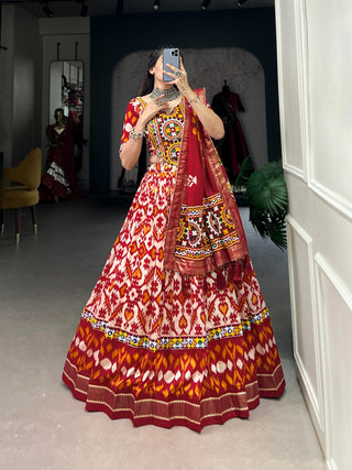 Maroon patola printed lehenga choli