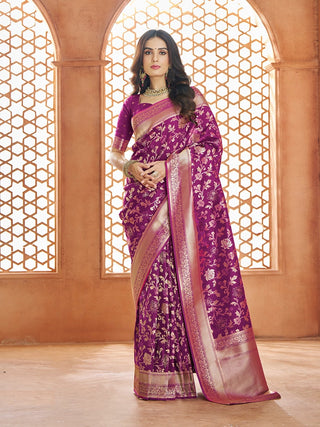 Purple banarasi saree for wedding
