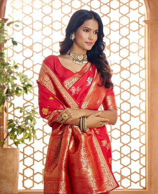 Red Banarasi Saree price
