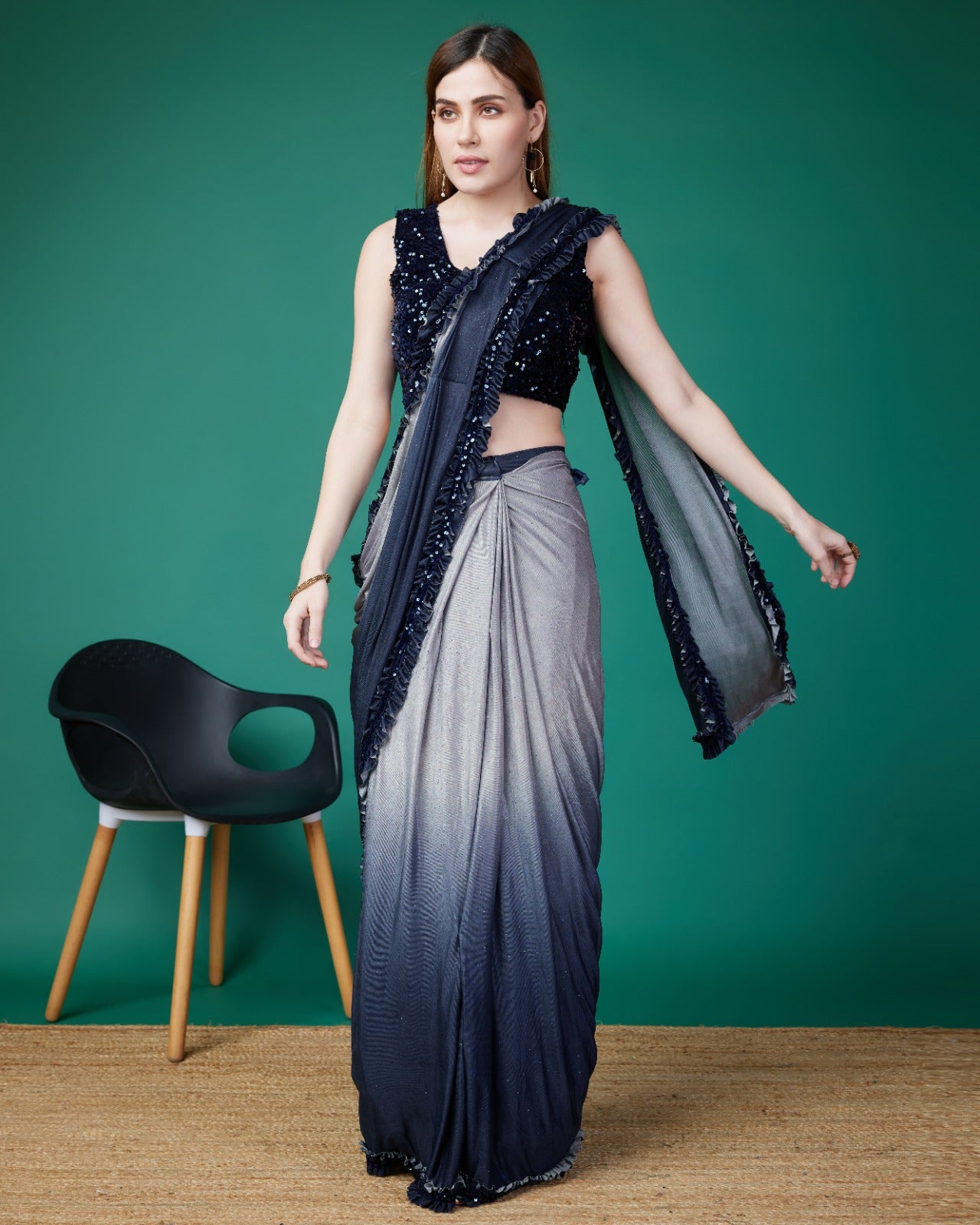 stitched saree with blouse
