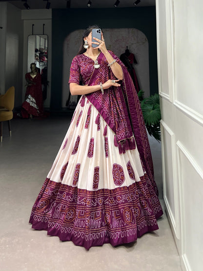 Wine bandhej print lehenga choli with dupatta price
