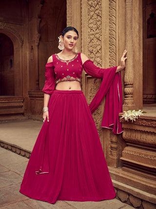 Rani pink georgette lehenga choli for women with price
