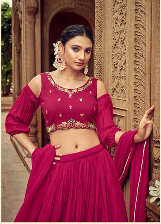 Rani pink georgette lehenga choli