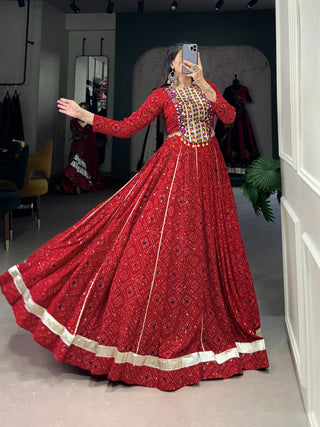 Red color  traditional lehenaga                                                                                                                         with blouse