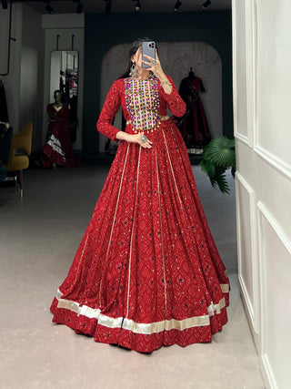 Red Rayon navratri wear lehenga choli