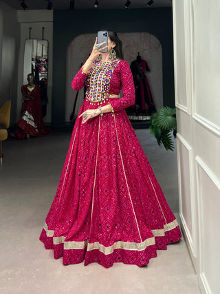 Pink navratri chaniya choli for women party wear
