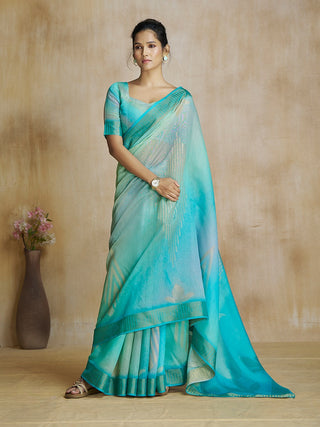 Rama color fancy silk saree for women with price
