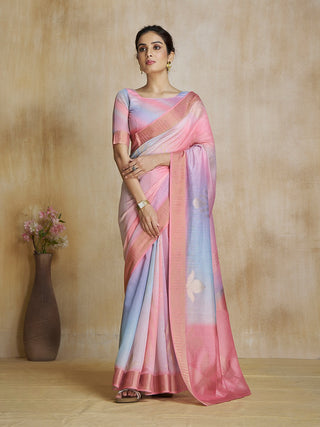 Pink color fancy silk saree for women price
