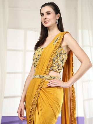 designer yellow saree for haldi