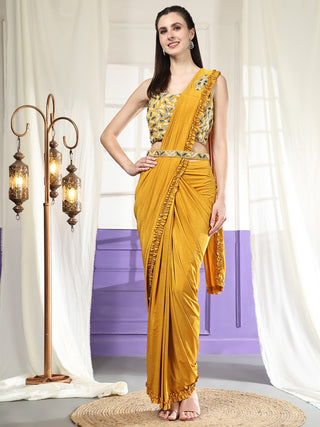 yellow ready to wear saree for party wear australia uk