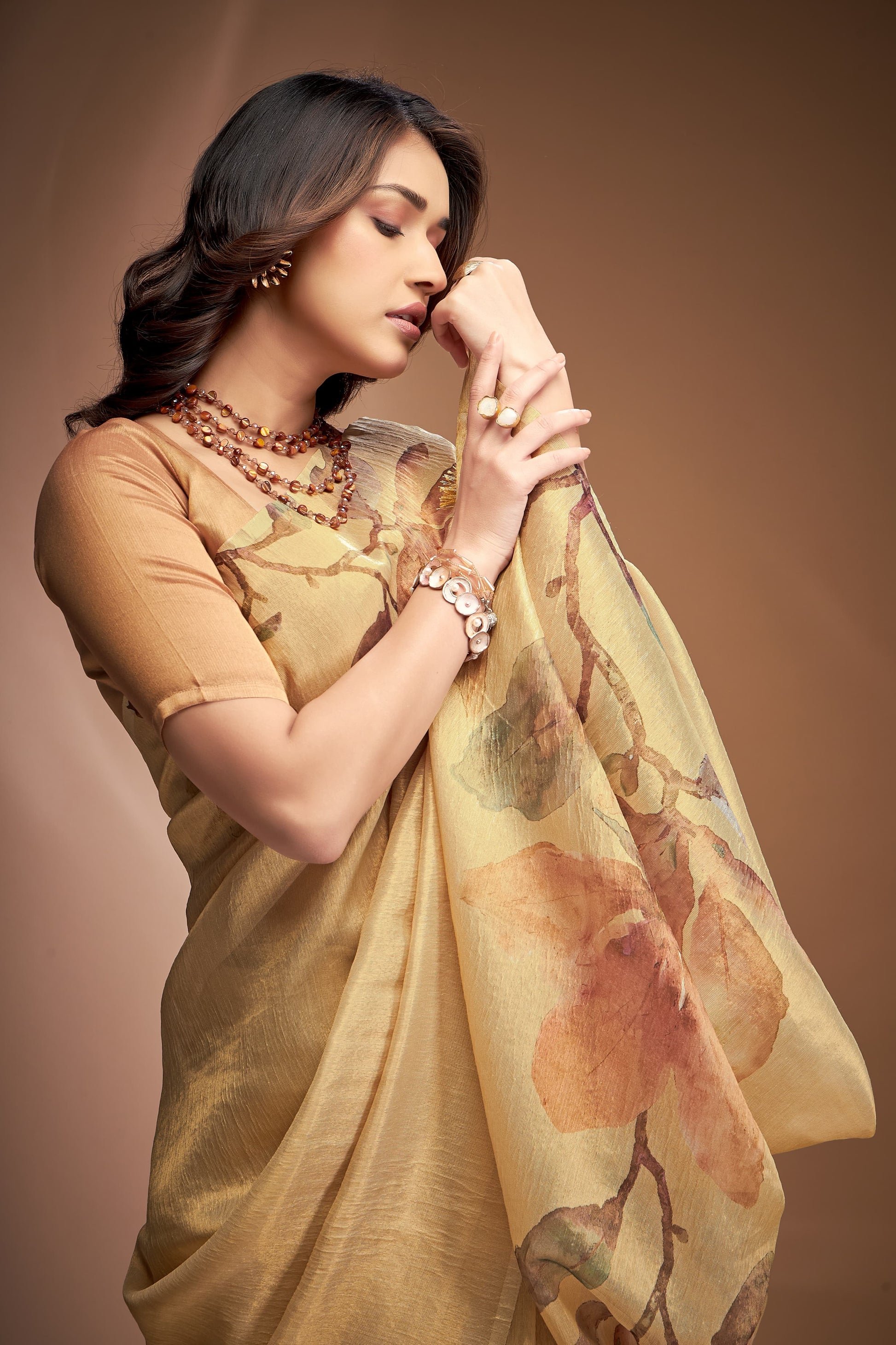 Beige Saree for Wedding
