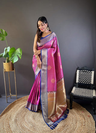 Pink color banarasi silk saree 