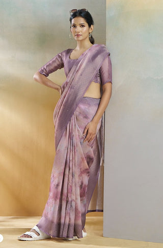 Lavender color handloom silk saree for women images