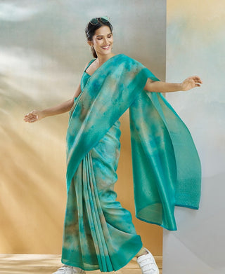 Wedding wear Rama color weaving handloom silk saree online