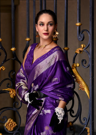 violet ready to wear silk saree