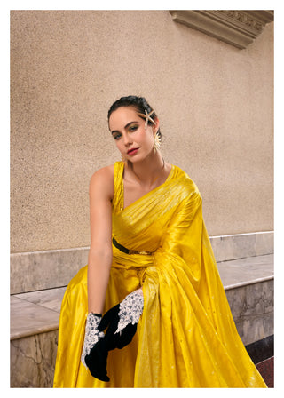 yellow silk saree for diwali