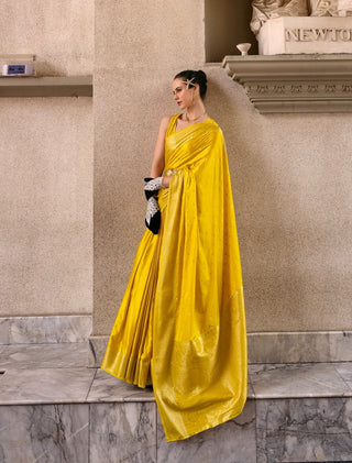 yellow ready to wear saree