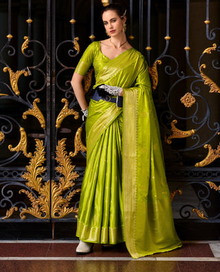 green silk saree for women