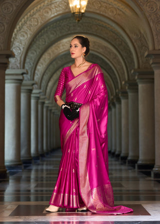 indian wedding wear pink silk saree