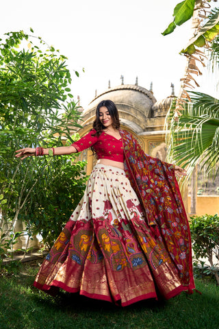 Off white tussar silk lehenga choli for women online shopping
