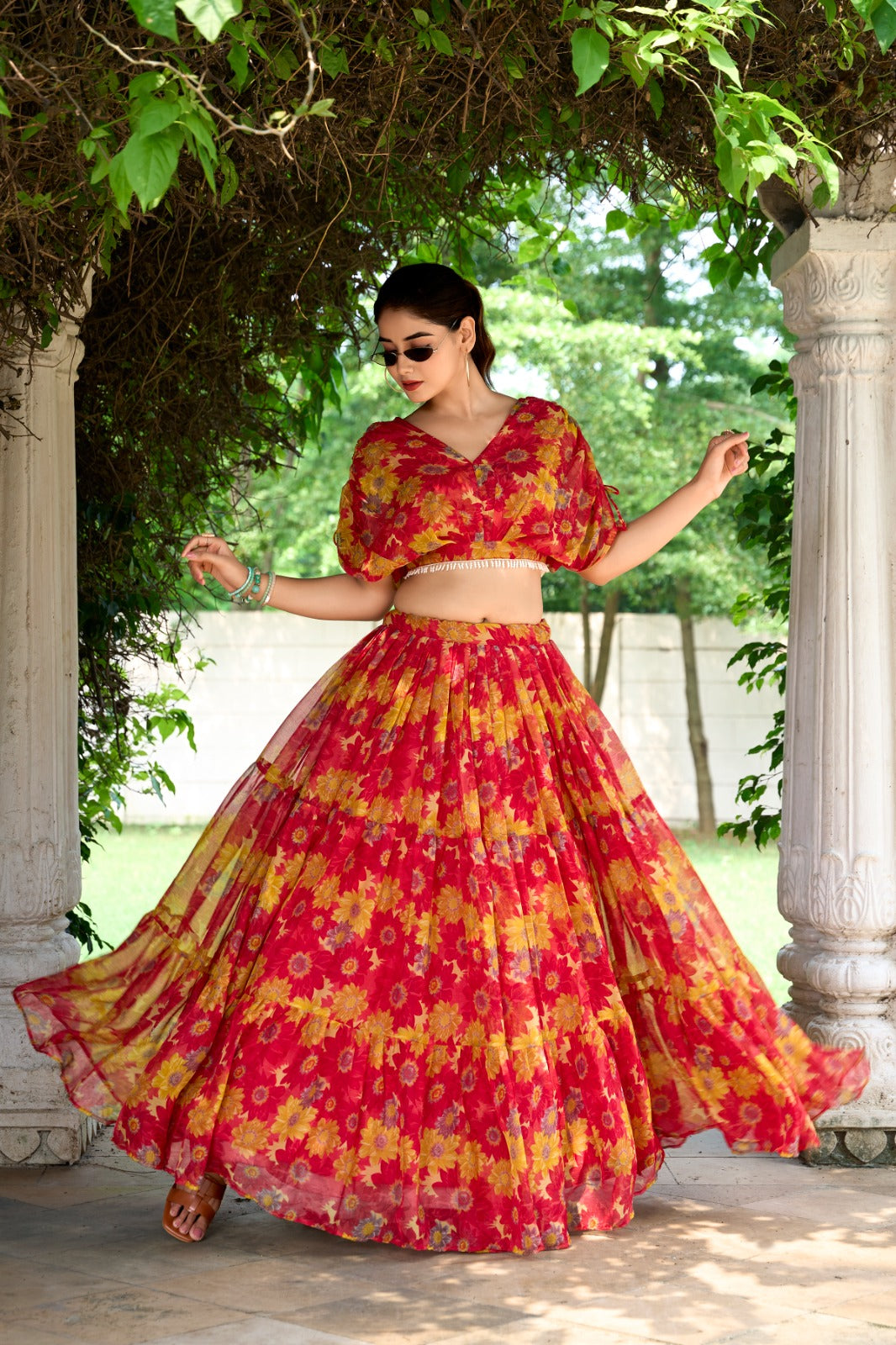 Ready To Wear Red Crop Top Lenghas Choli For Wedding Wear – Ragthm