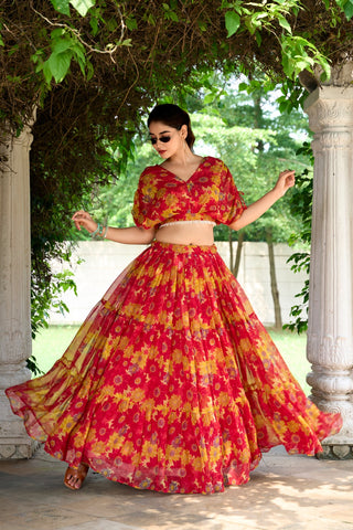 Red Lehenga Party Wear
