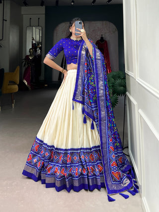 Blue tussar silk lehenga choli for women with price
