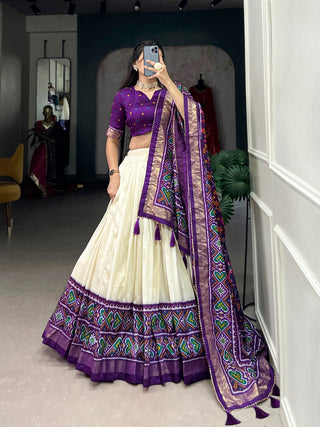 Purple tussar silk printed lehenga choli for women online shopping
