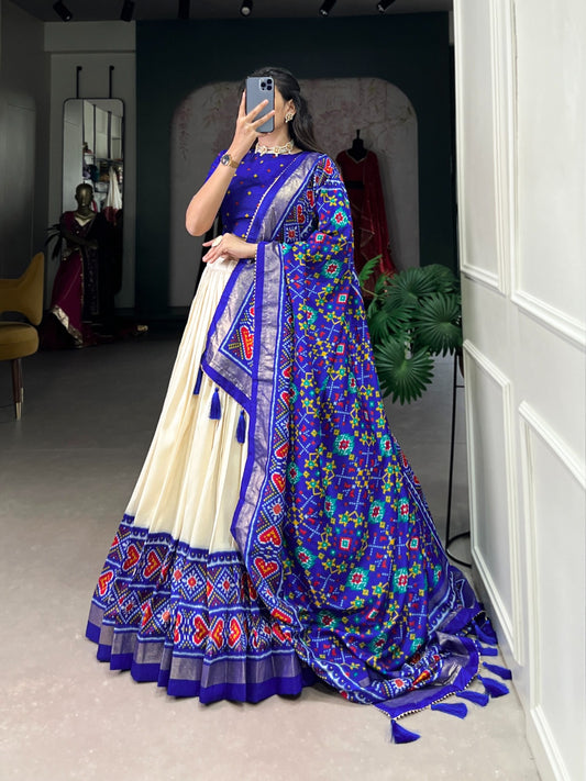 Blue tussar silk lehenga choli for women online
