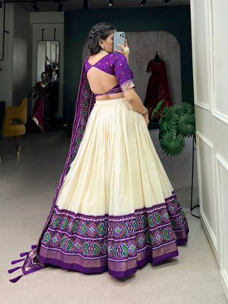 Purple color tussar silk printed lehenga choli for party wear