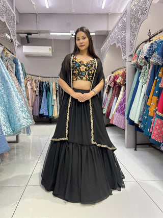 Pure Georgette Lehenga Choli with Shrug
