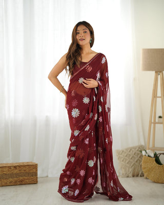 maroon saree for women