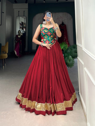 Marron color rayon lehenga choli 