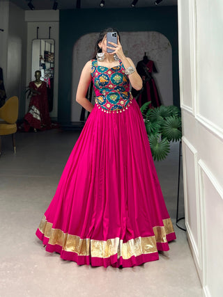 Pink color rayon lehenga choli online