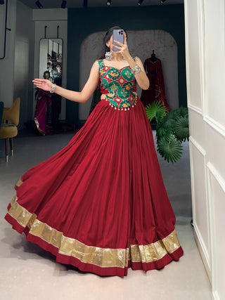 Marron color rayon lehenga choli images