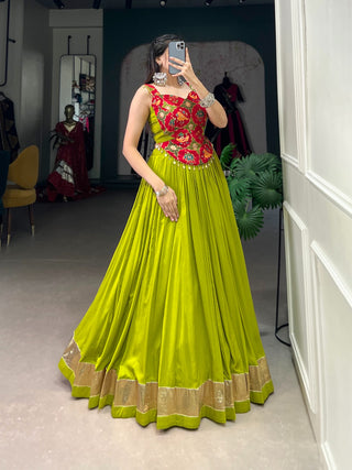 Parrot Green color rayon lehenga choli for women