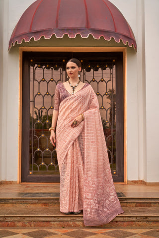 Peach colour Saree for Wedding
