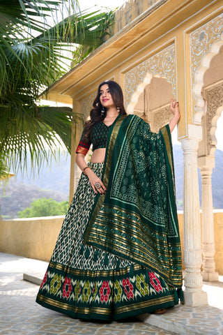 party wear green lehenga choli