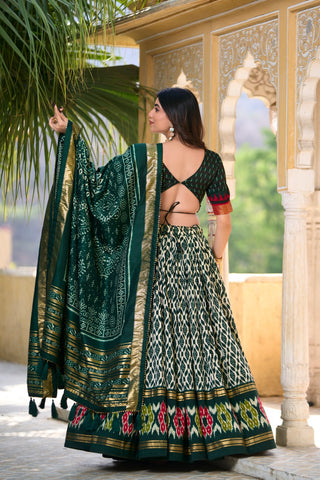 traditional lehenga choli with dupatta green