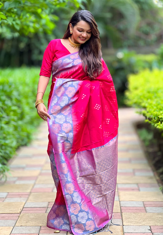 Pink soft silk saree for women online
