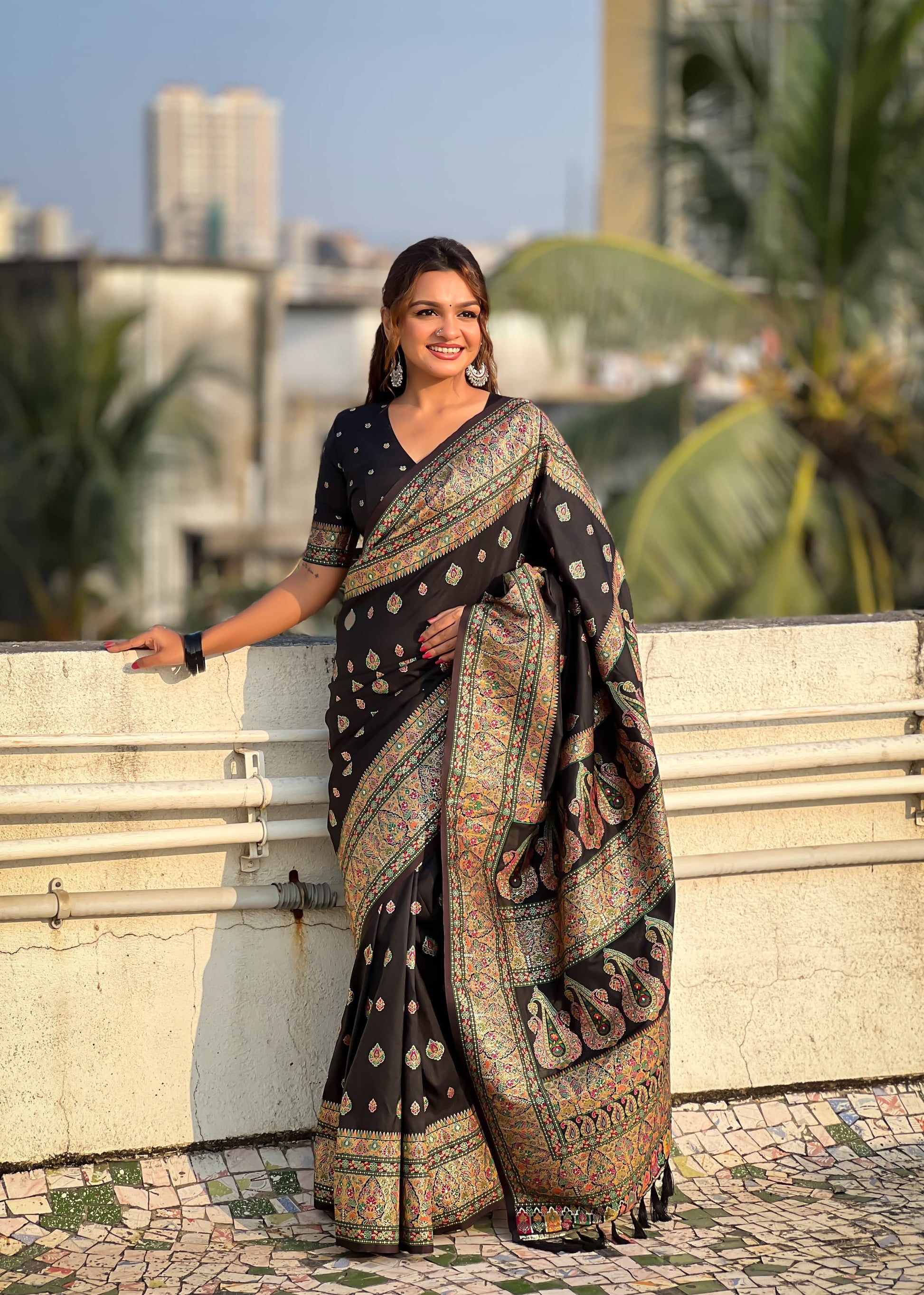 Black Silk Saree Party wear
