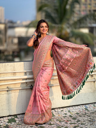 Pink color silk saree online shopping
