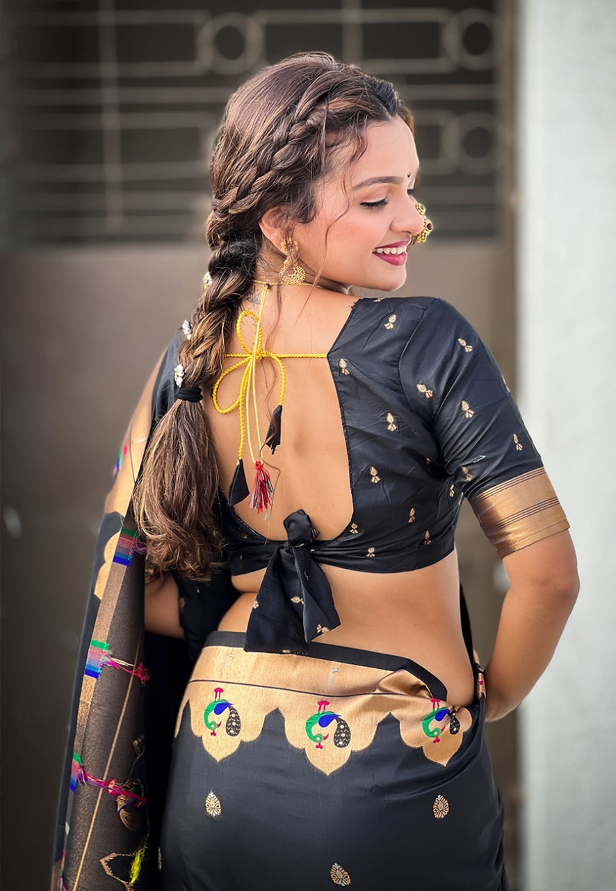 Black Paithani Saree images