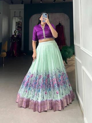 Purple color cotton silk lehenga choli