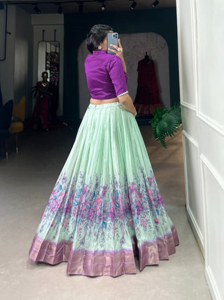 Purple color cotton silk floral design lehenga choli with online