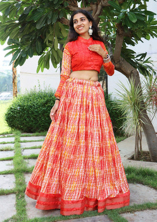 Orange color trendy lehenga choli for women images