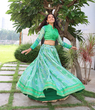 Olive color indian lehenga choli for women party wear